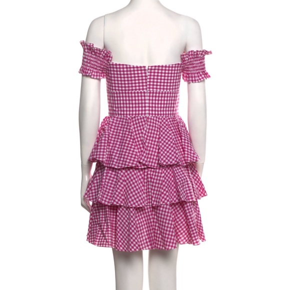 Caroline Constas Helena Gingham plaid off the shoulder dress - Picture 5 of 5